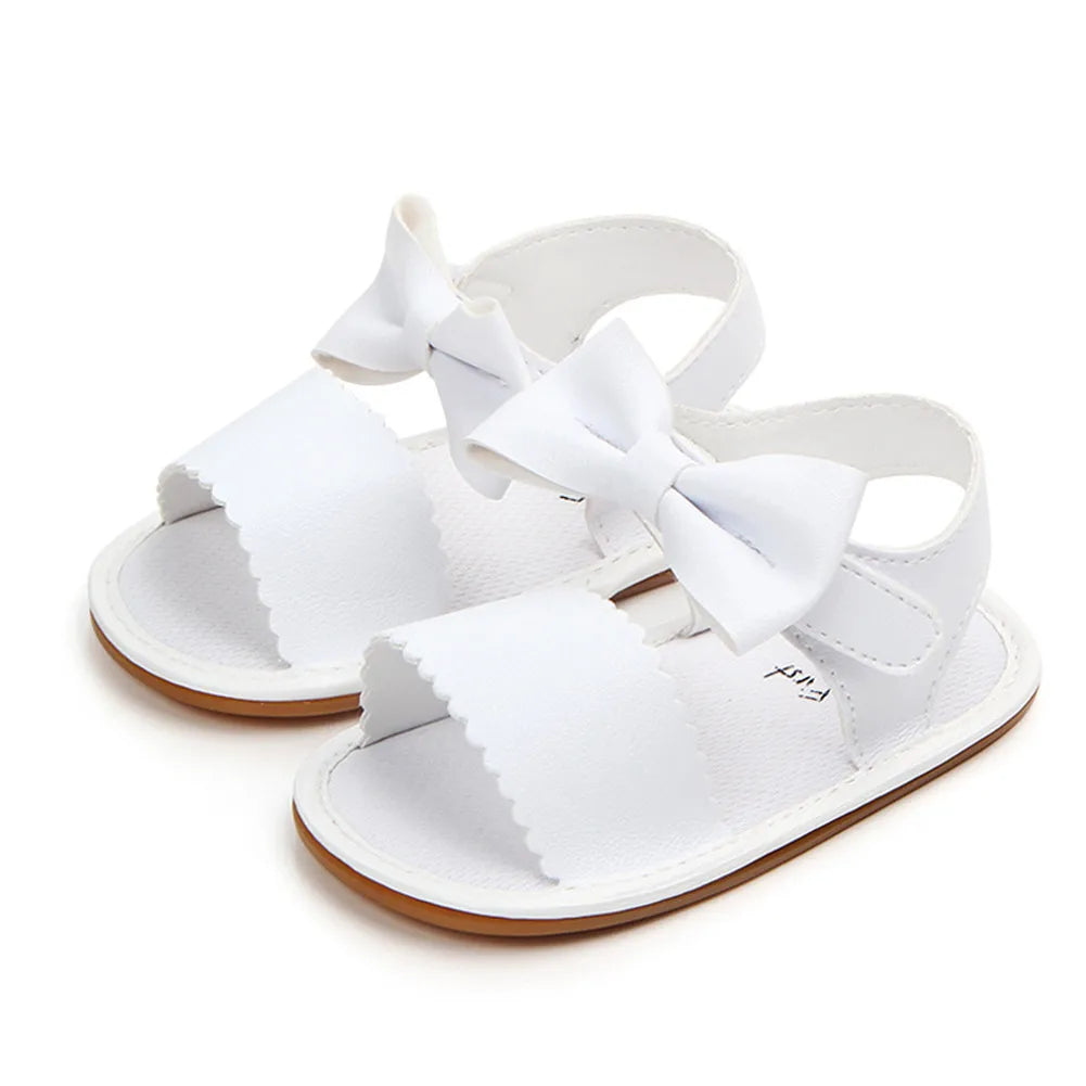 Princess Bow Baby Sandals - Soft Rosette Shoes for Newborns & Toddlers