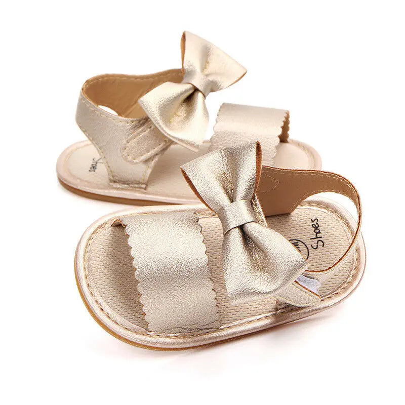 Princess Bow Baby Sandals - Soft Rosette Shoes for Newborns & Toddlers