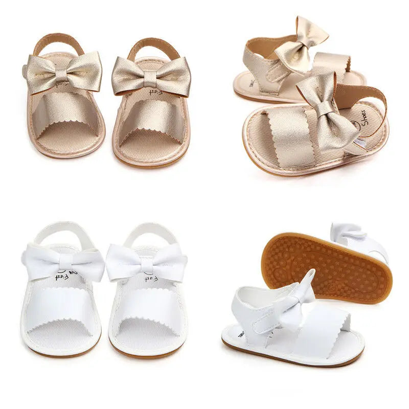 Princess Bow Baby Sandals - Soft Rosette Shoes for Newborns & Toddlers