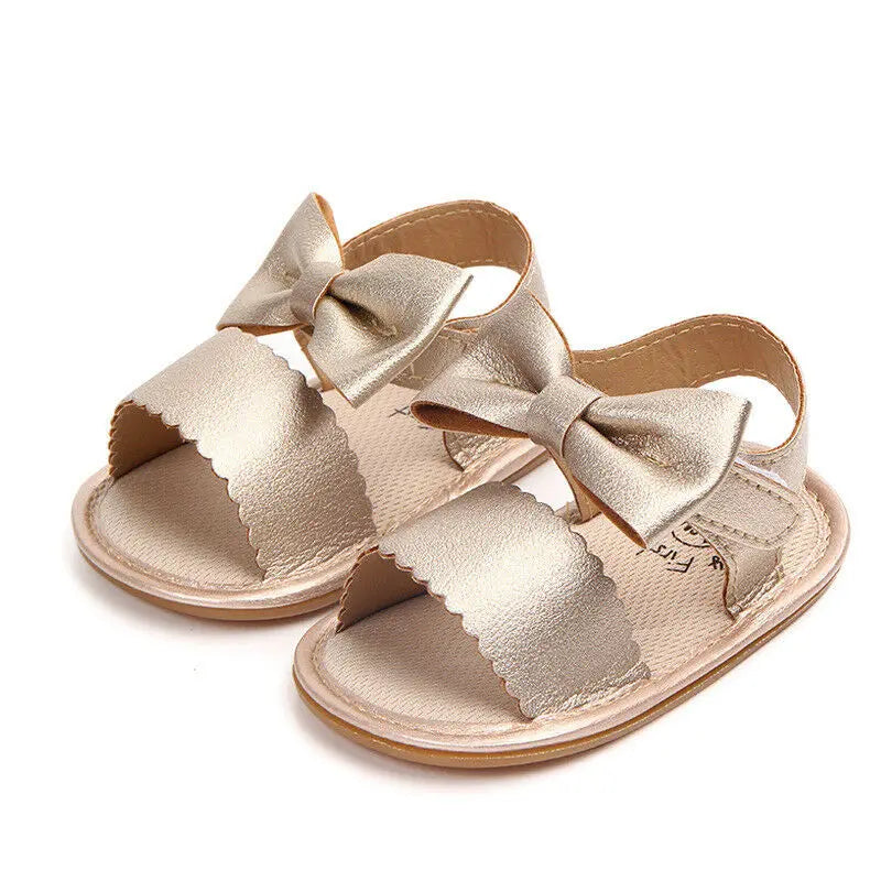 Princess Bow Baby Sandals - Soft Rosette Shoes for Newborns & Toddlers