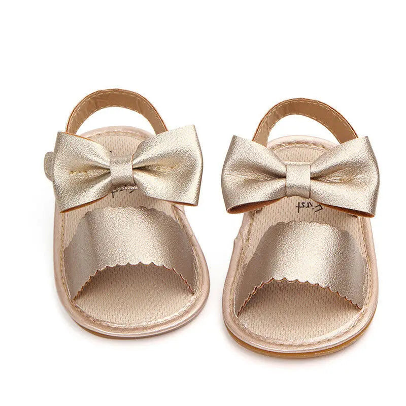 Princess Bow Baby Sandals - Soft Rosette Shoes for Newborns & Toddlers