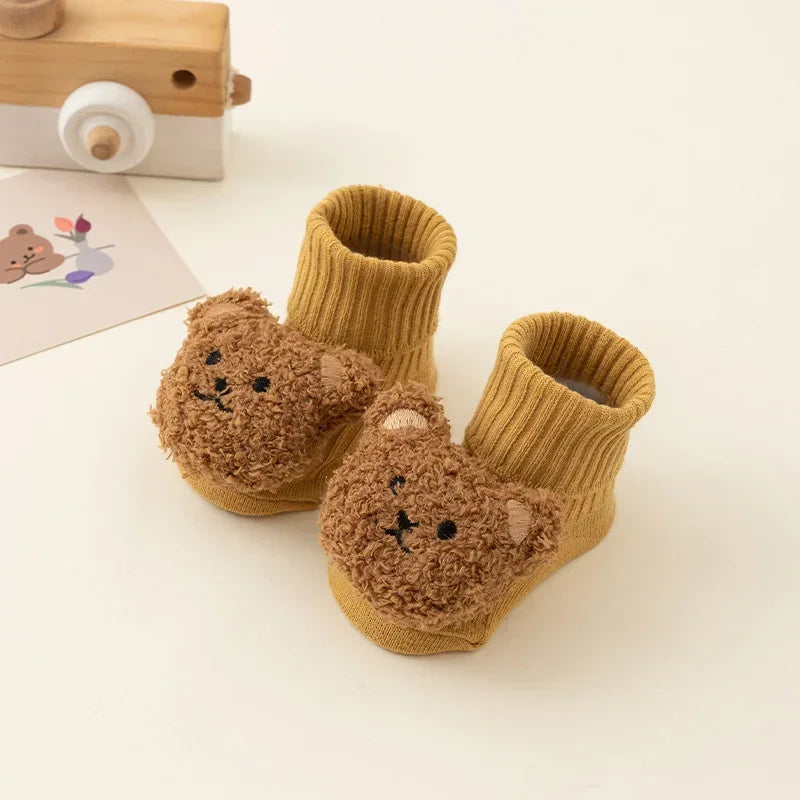 Baby Winter Socks - Cute Bear, Anti-Slip, Soft Cotton, Warm Toddler Socks