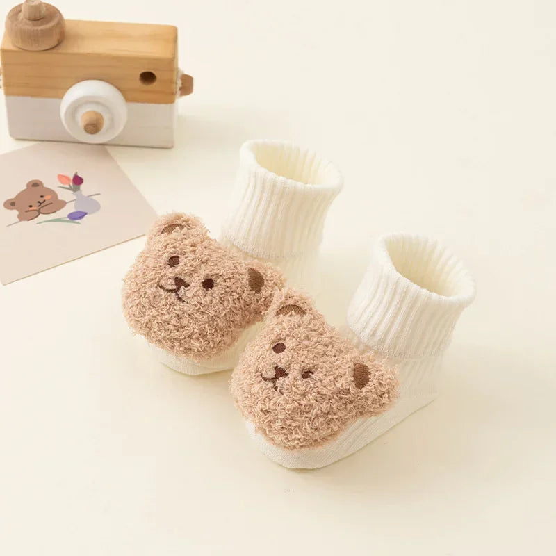 Baby Winter Socks - Cute Bear, Anti-Slip, Soft Cotton, Warm Toddler Socks