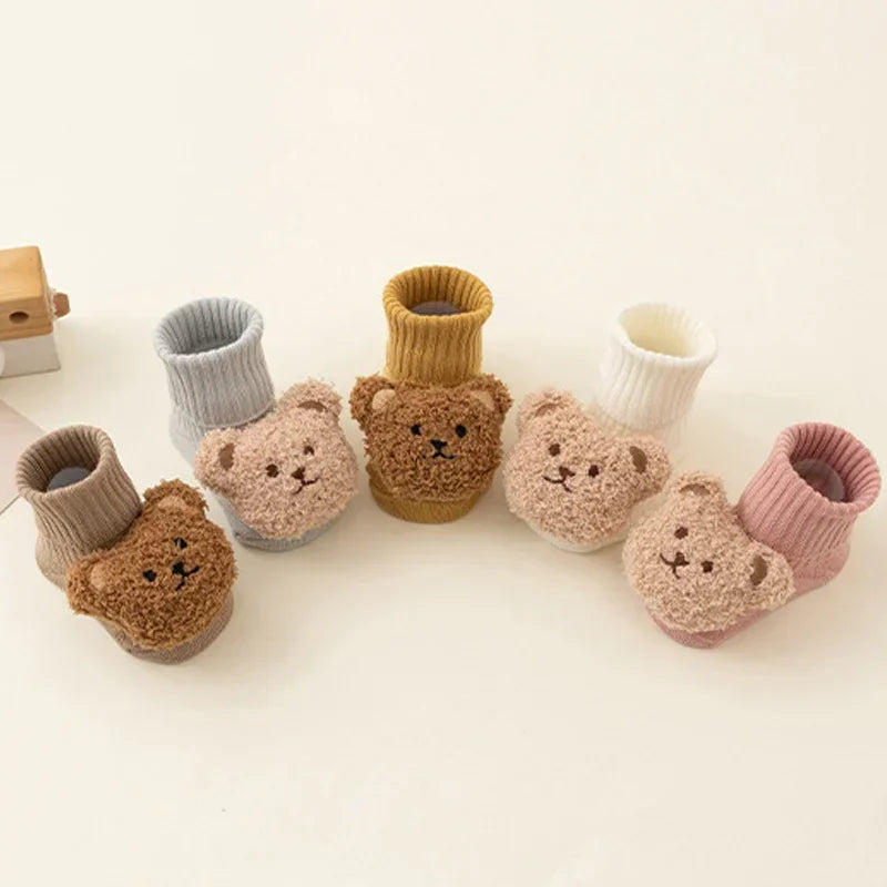 Baby Winter Socks - Cute Bear, Anti-Slip, Soft Cotton, Warm Toddler Socks