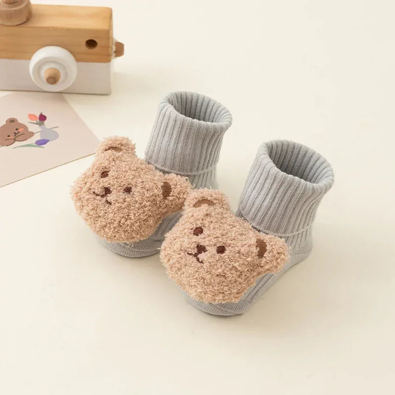 Baby Winter Socks - Cute Bear, Anti-Slip, Soft Cotton, Warm Toddler Socks