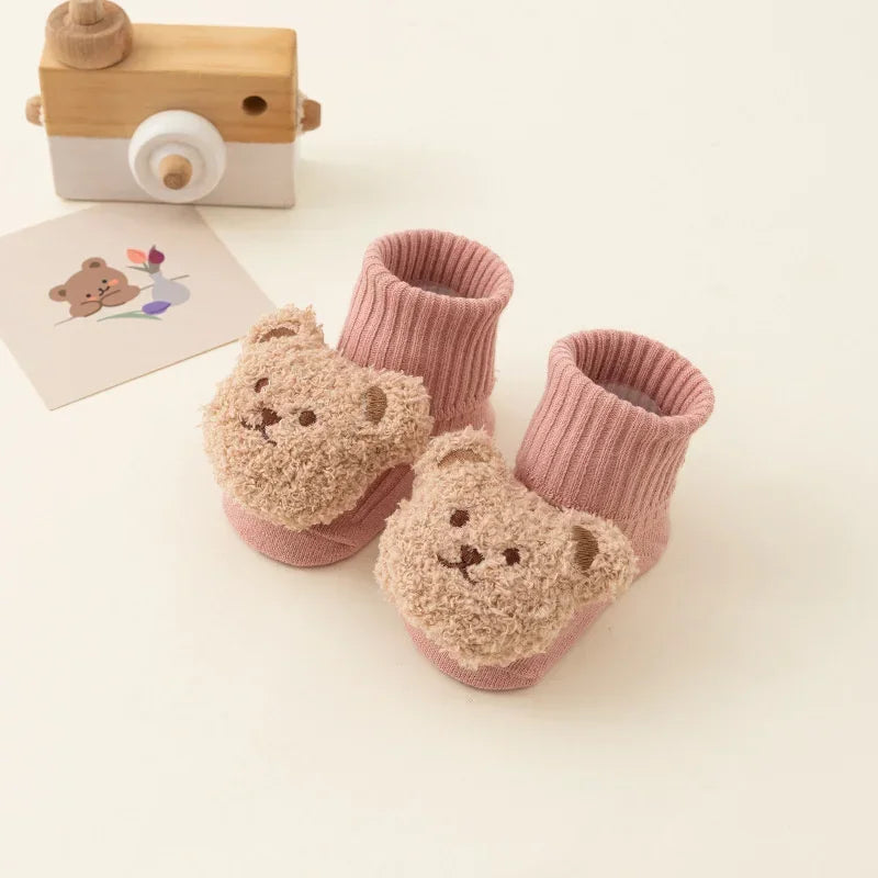 Baby Winter Socks - Cute Bear, Anti-Slip, Soft Cotton, Warm Toddler Socks