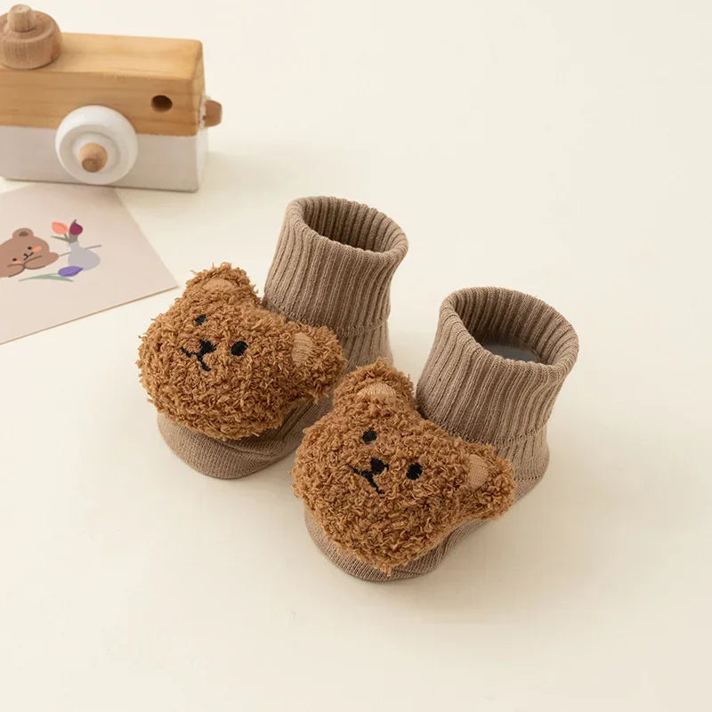 Baby Winter Socks - Cute Bear, Anti-Slip, Soft Cotton, Warm Toddler Socks